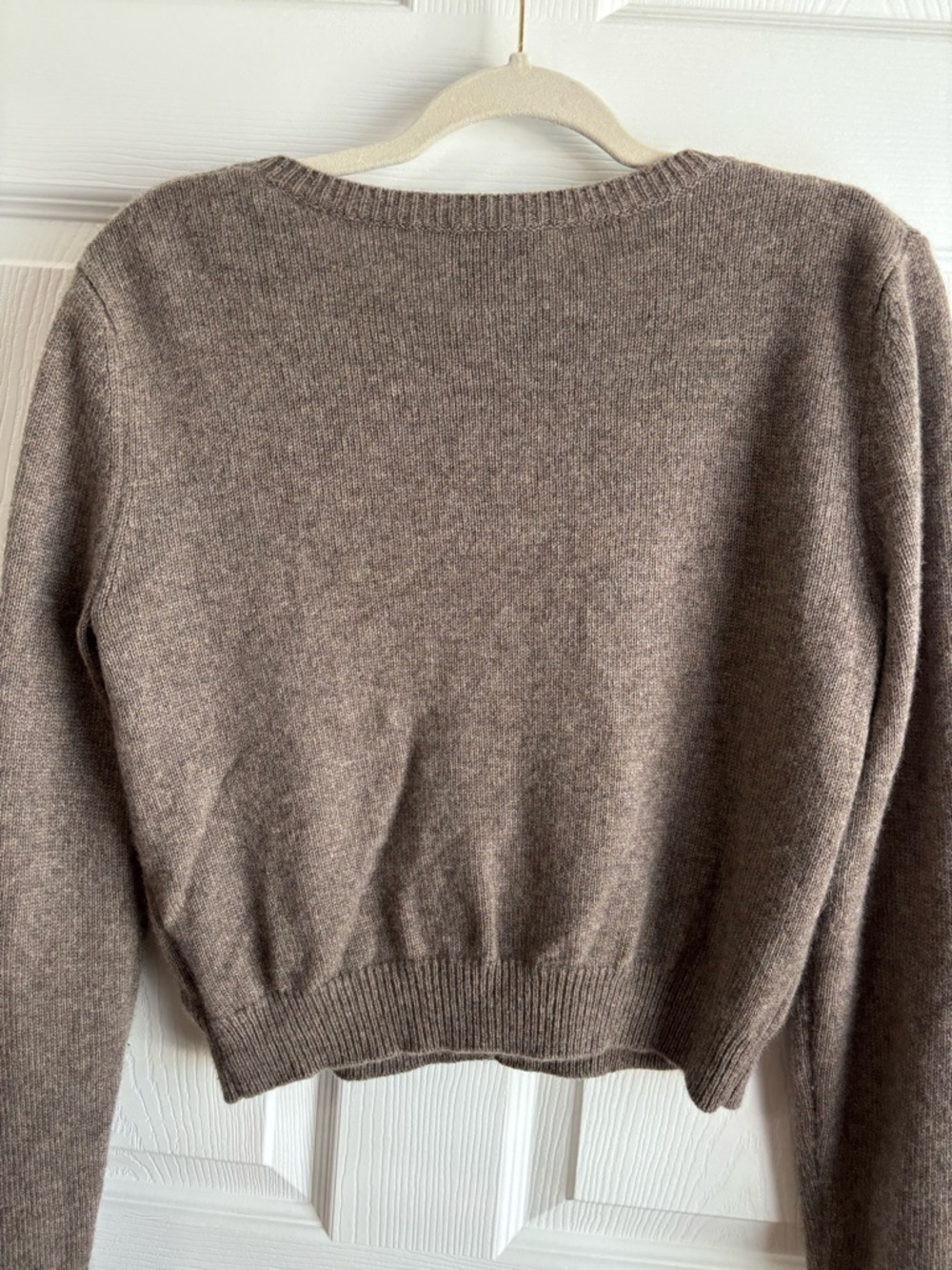 Reformation Clara Cashmere Crew Cardigan in Taupe - Picture 6 of 6